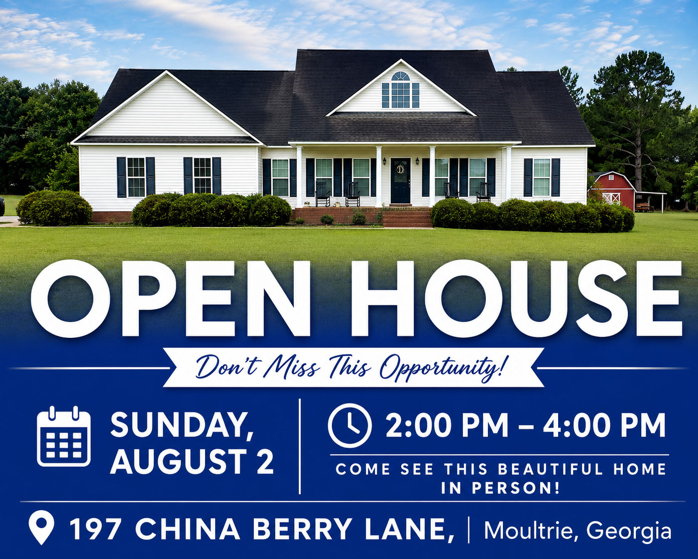 197 CHINA BERRY LANE, Moultrie, Georgia 31788, 3 Bedrooms Bedrooms, ,2 BathroomsBathrooms,Single Family,For Sale,CHINA BERRY LANE,915793 197 CHINA BERRY LANE, Moultrie, Georgia 31788, 3 Bedrooms Bedrooms, ,2 BathroomsBathrooms,Single Family,For Sale,CHINA BERRY LANE,915793